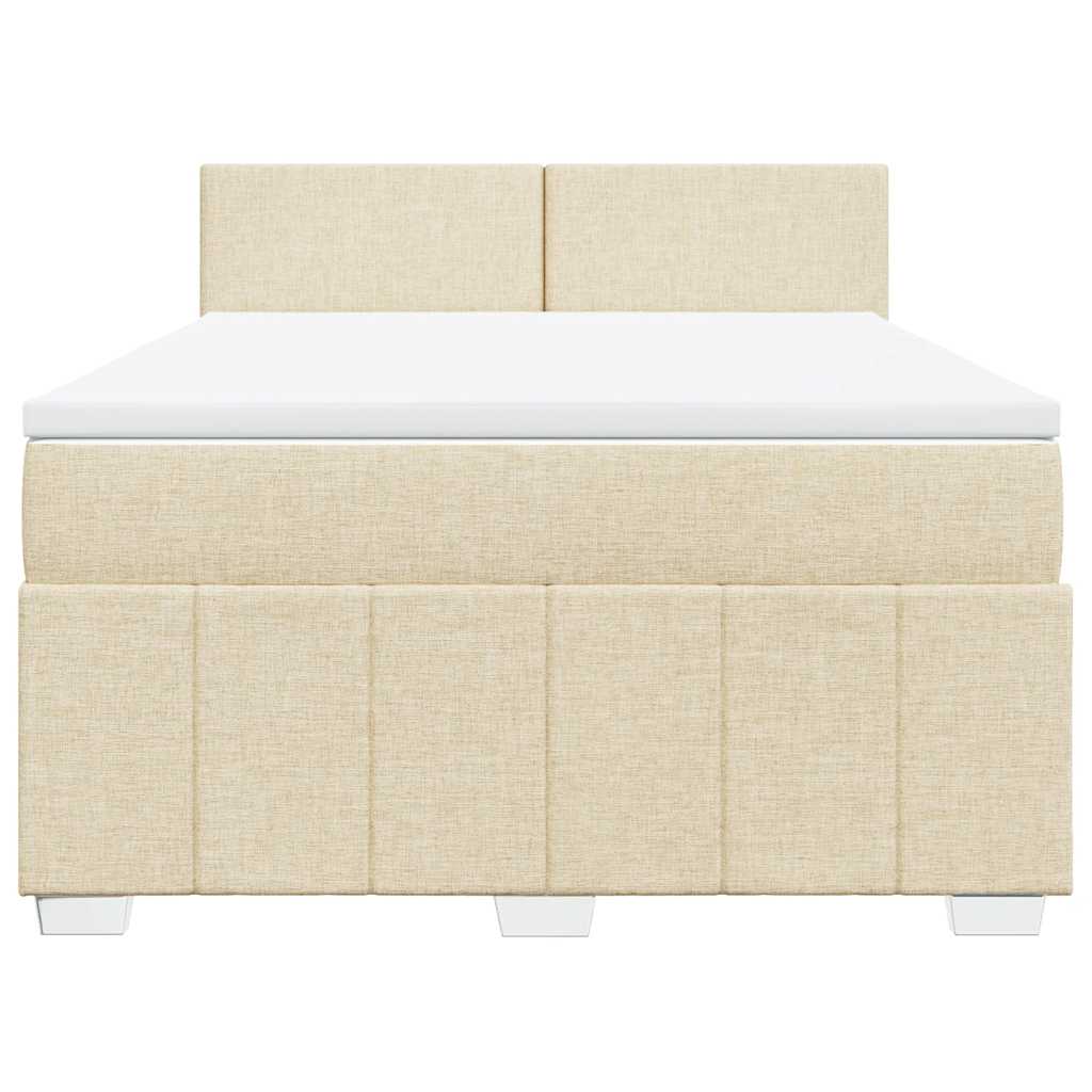 Boxspring met matras stof crèmekleurig 140x190 cm is nu te koop bij PeponiXL, paradijselijk wonen!