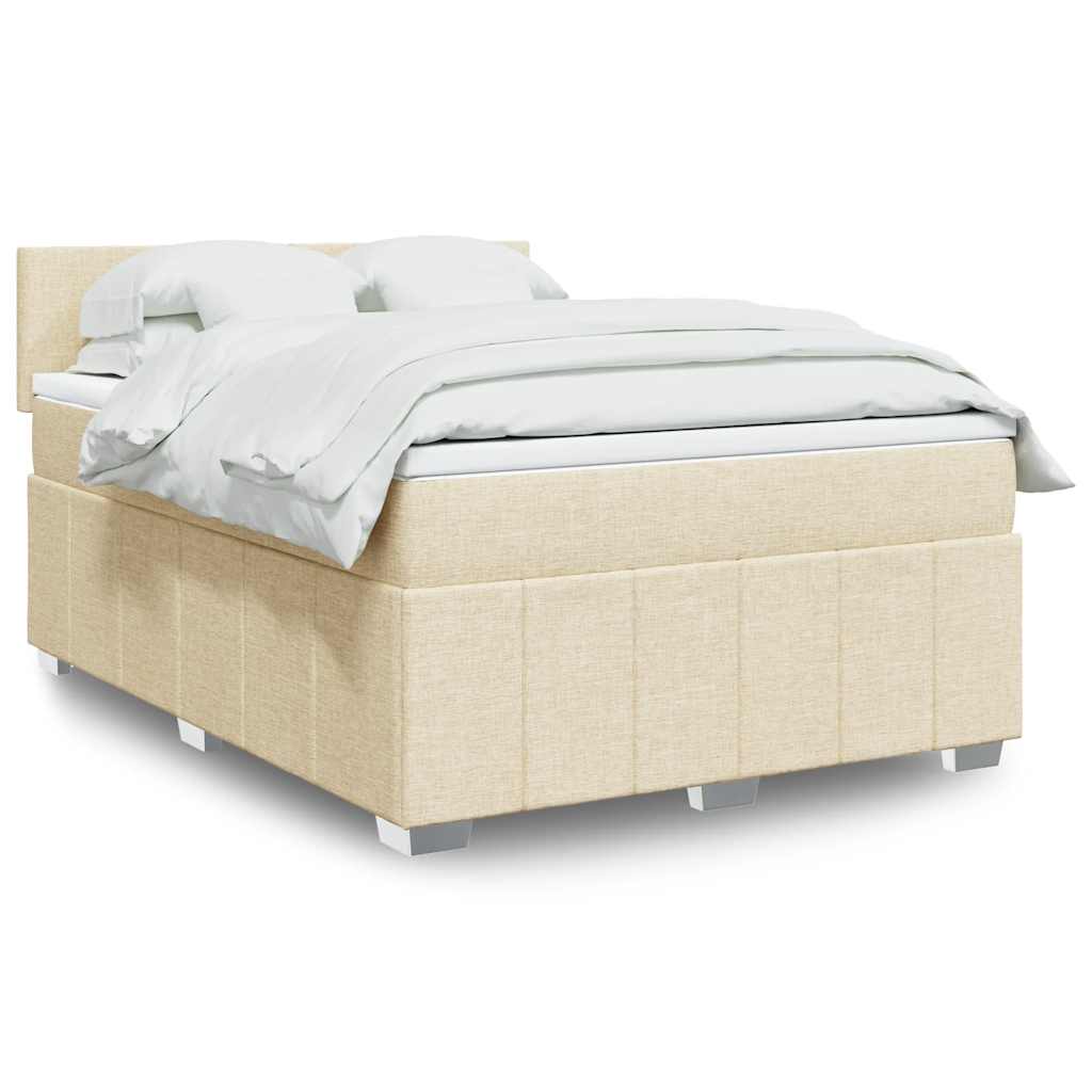 Boxspring met matras stof crèmekleurig 140x190 cm is nu te koop bij PeponiXL, paradijselijk wonen!