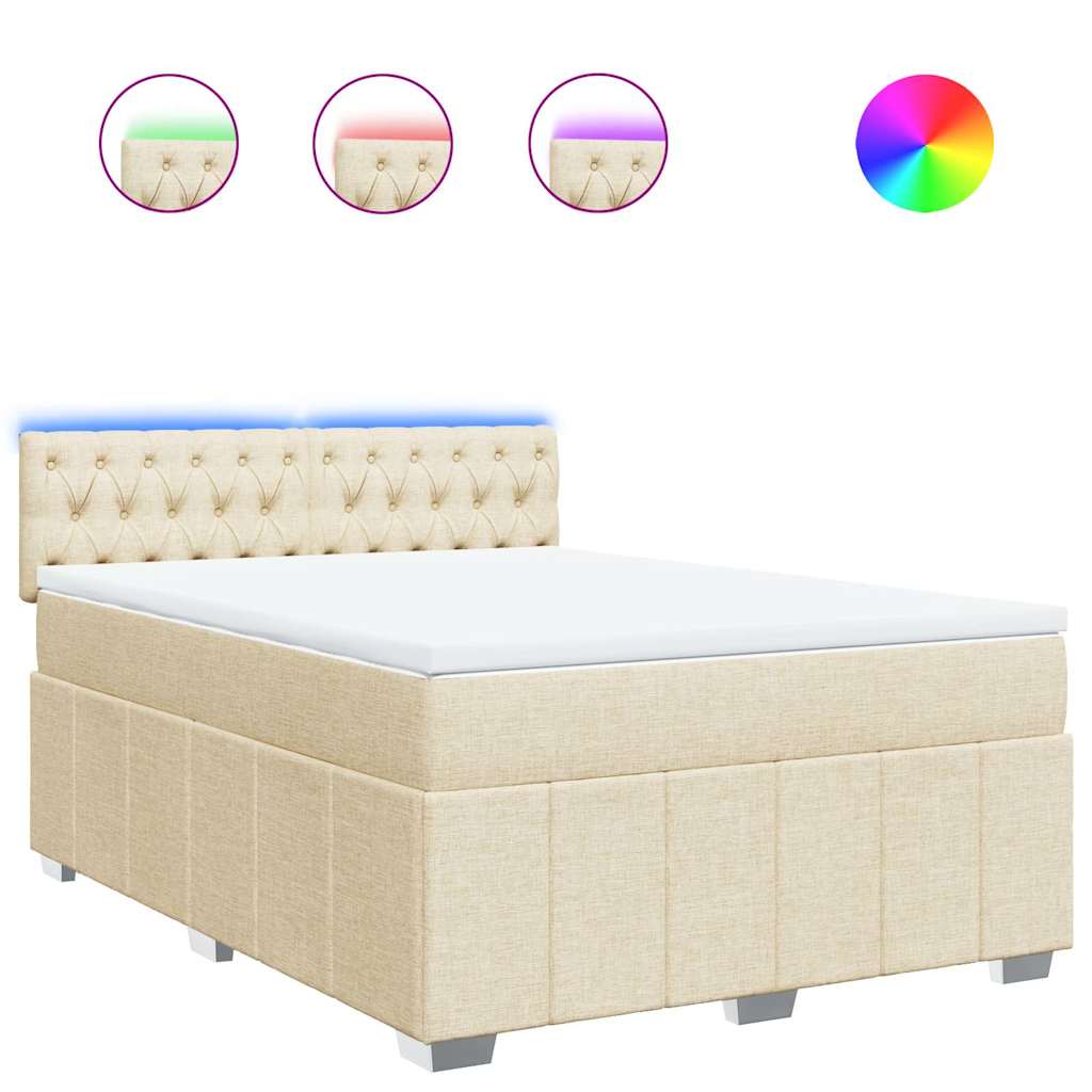 Boxspring met matras stof crèmekleurig 140x190 cm is nu te koop bij PeponiXL, paradijselijk wonen!