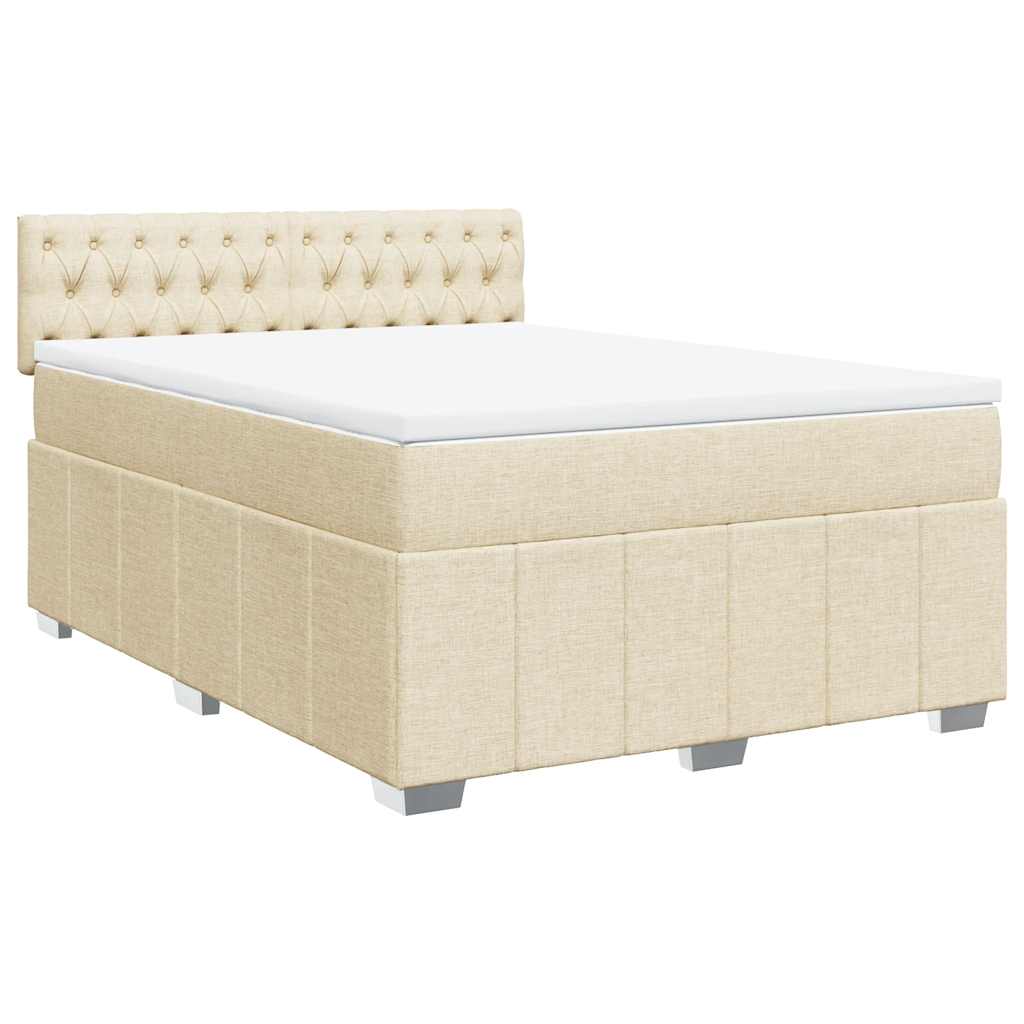 Boxspring met matras stof crèmekleurig 140x190 cm is nu te koop bij PeponiXL, paradijselijk wonen!