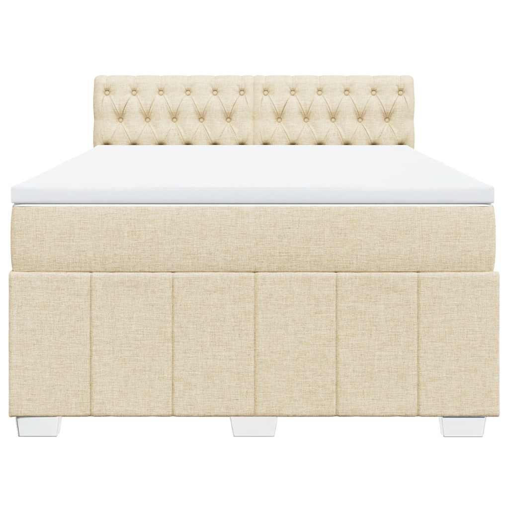 Boxspring met matras stof crèmekleurig 140x190 cm is nu te koop bij PeponiXL, paradijselijk wonen!