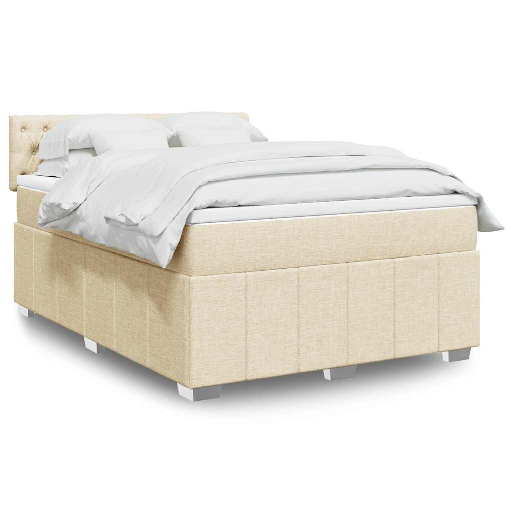 Boxspring met matras stof crèmekleurig 140x190 cm is nu te koop bij PeponiXL, paradijselijk wonen!