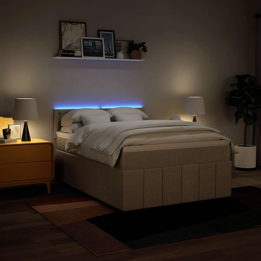 Boxspring met matras stof crèmekleurig 140x190 cm is nu te koop bij PeponiXL, paradijselijk wonen!