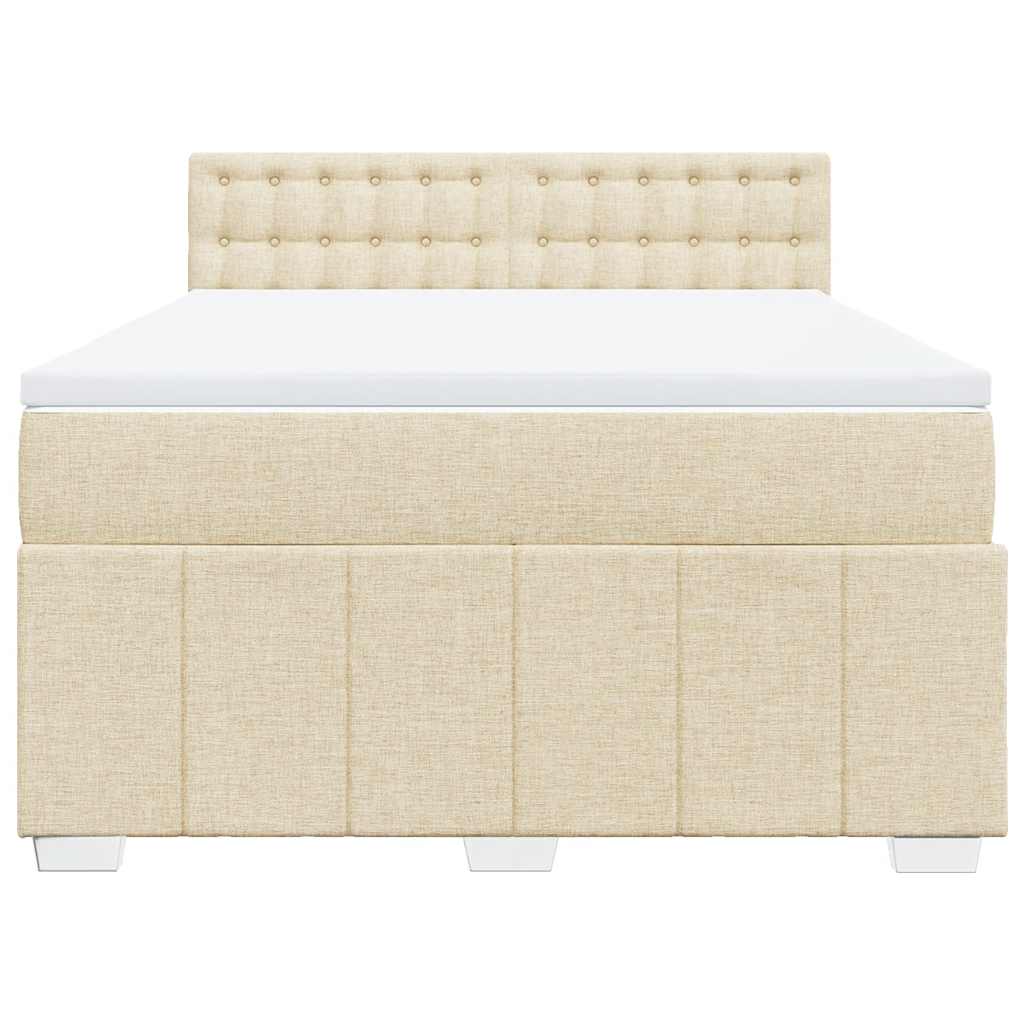 Boxspring met matras stof crèmekleurig 140x190 cm is nu te koop bij PeponiXL, paradijselijk wonen!