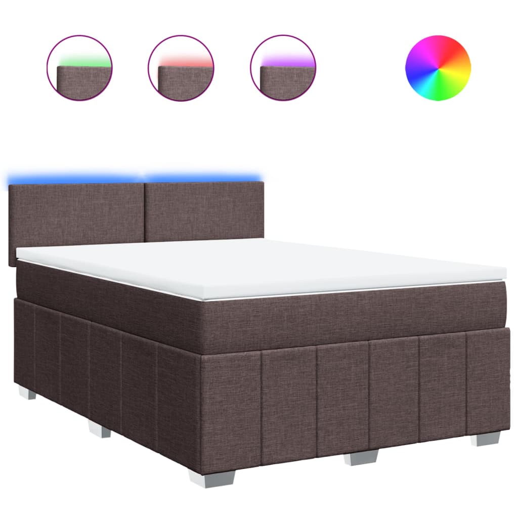 Boxspring met matras stof donkerbruin 140x200 cm is nu te koop bij PeponiXL, paradijselijk wonen!
