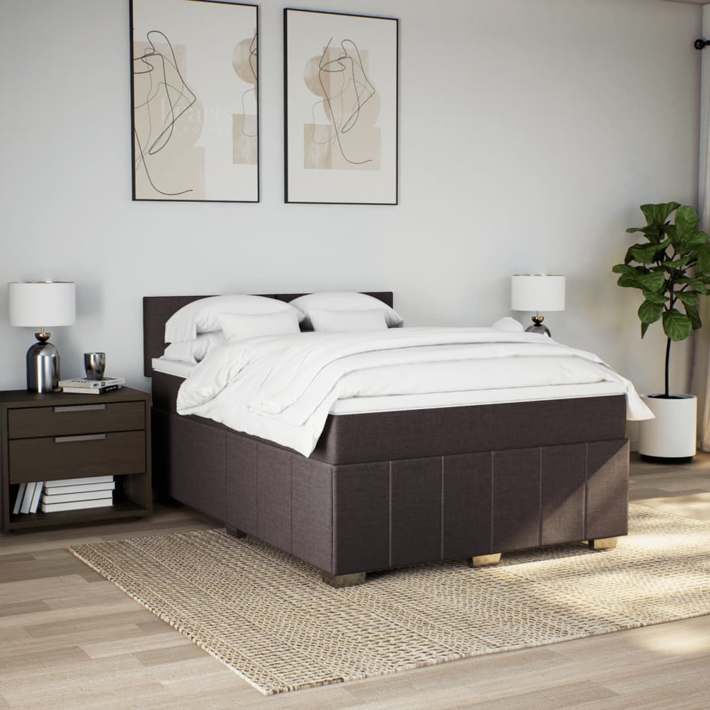 Boxspring met matras stof donkerbruin 140x200 cm is nu te koop bij PeponiXL, paradijselijk wonen!