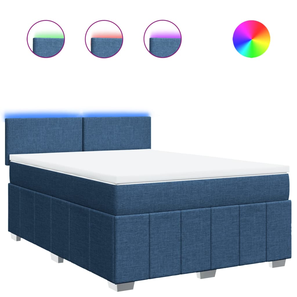 Boxspring met matras stof blauw 140x200 cm is nu te koop bij PeponiXL, paradijselijk wonen!