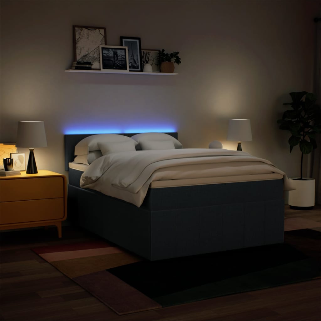 Boxspring met matras stof blauw 140x200 cm is nu te koop bij PeponiXL, paradijselijk wonen!