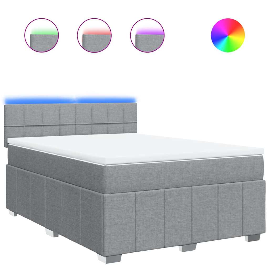 Boxspring met matras stof lichtgrijs 140x200 cm is nu te koop bij PeponiXL, paradijselijk wonen!