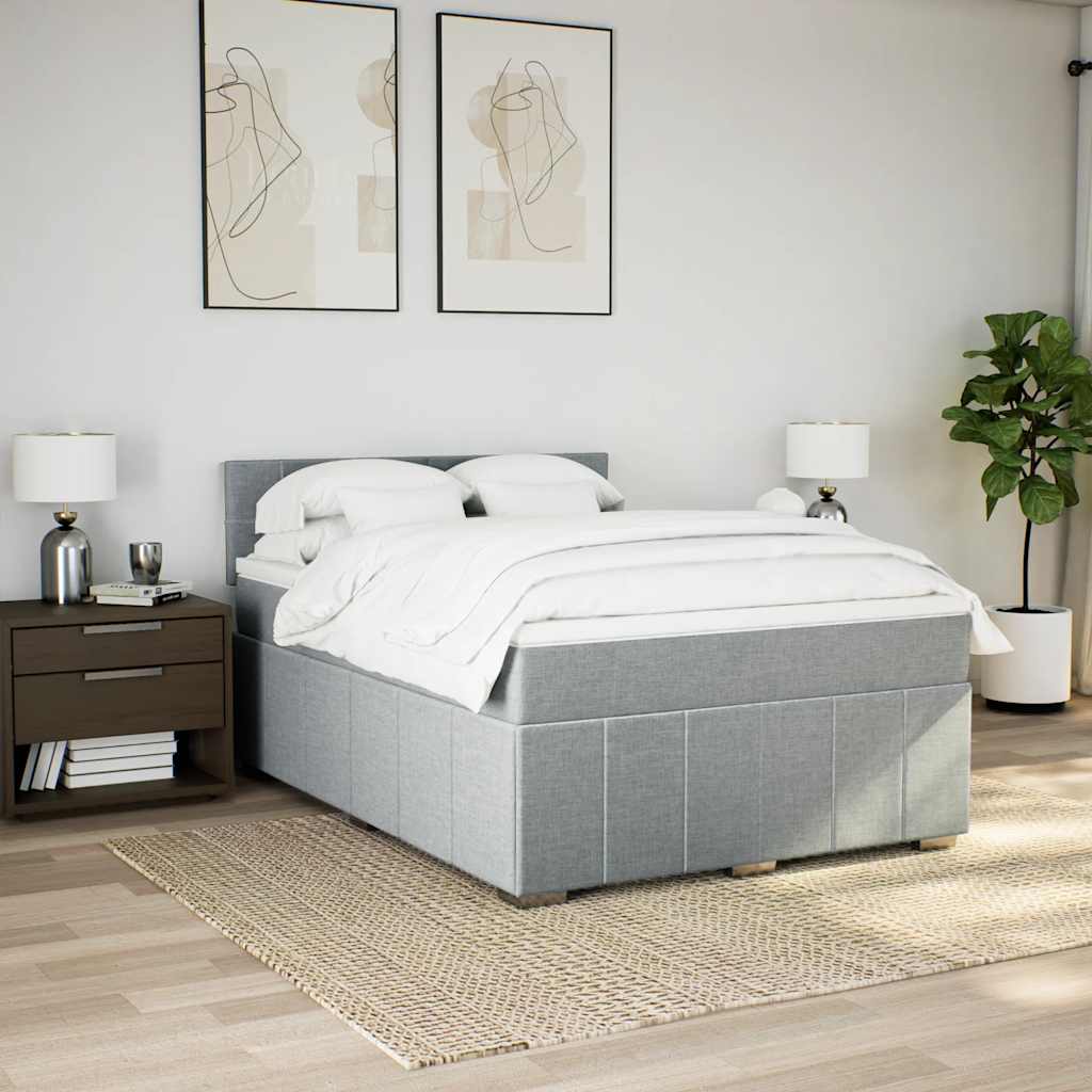 Boxspring met matras stof lichtgrijs 140x200 cm is nu te koop bij PeponiXL, paradijselijk wonen!