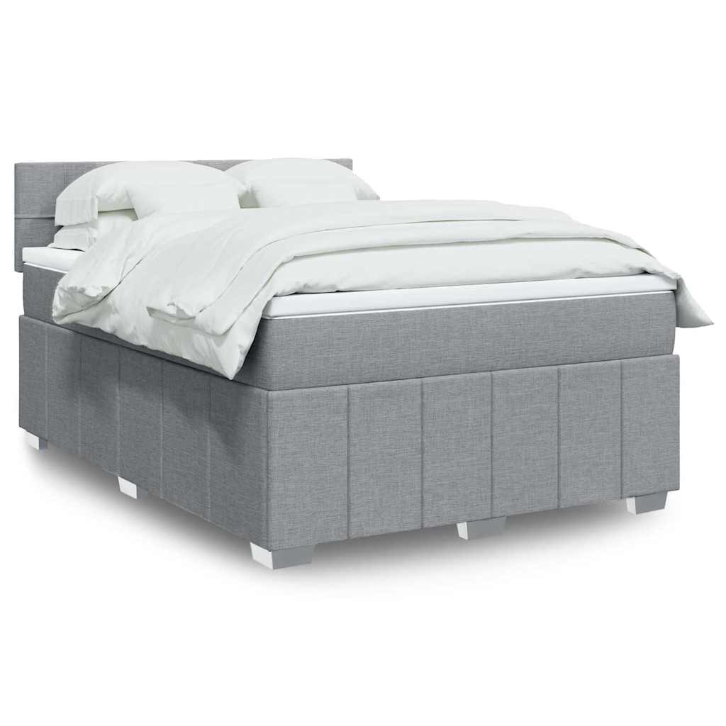Boxspring met matras stof lichtgrijs 140x200 cm is nu te koop bij PeponiXL, paradijselijk wonen!