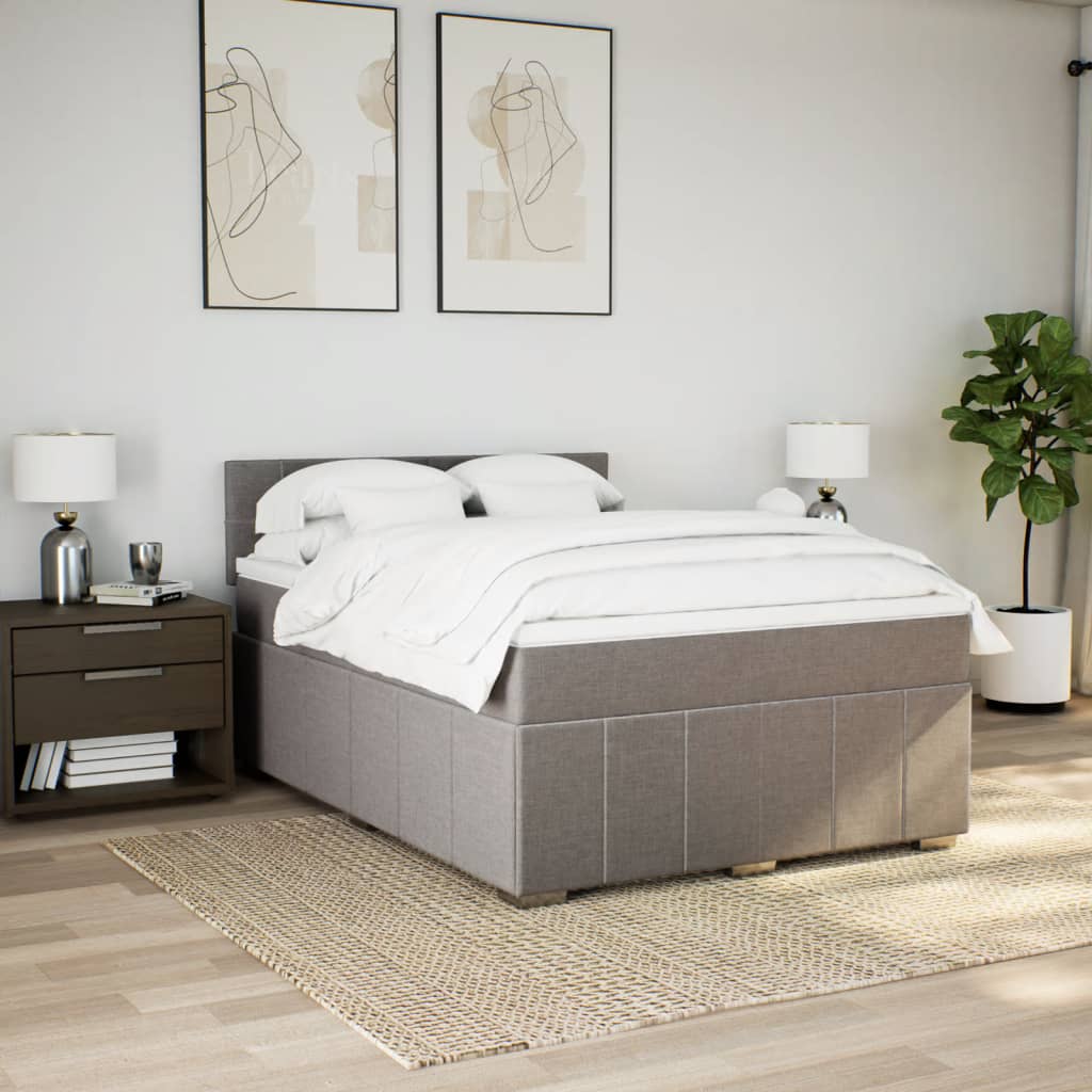 Boxspring met matras stof taupe 140x200 cm is nu te koop bij PeponiXL, paradijselijk wonen!
