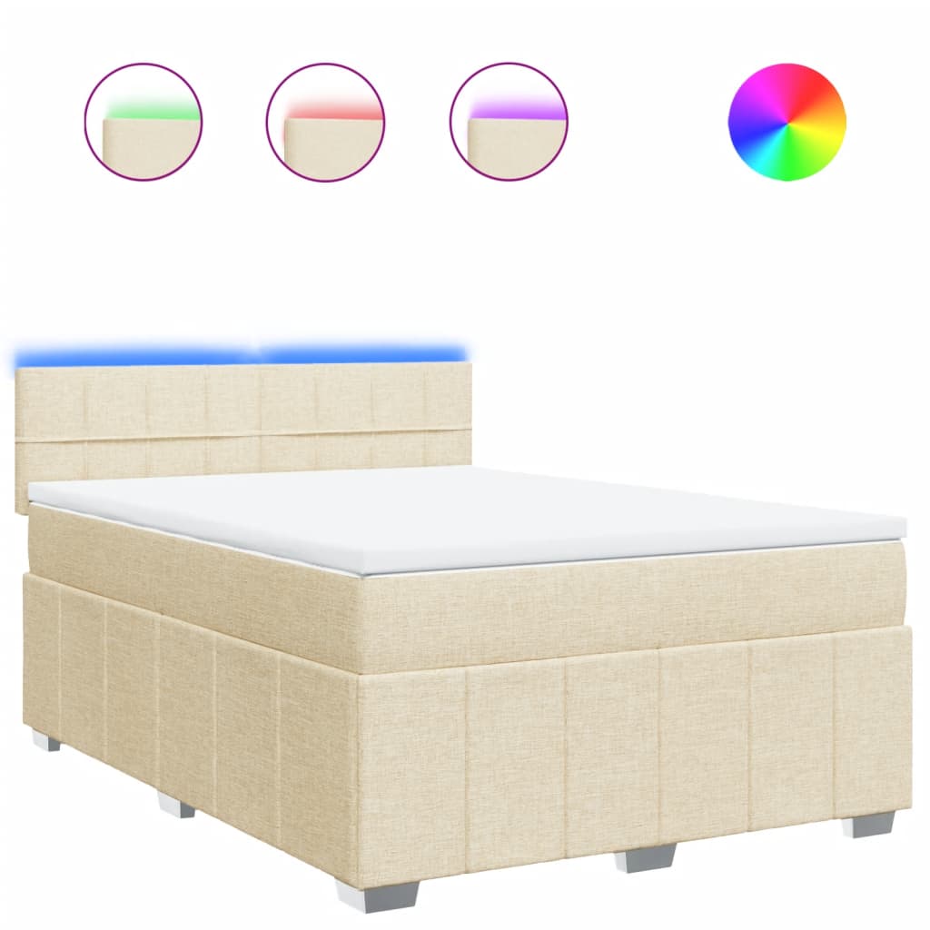 Boxspring met matras stof crèmekleurig 140x200 cm is nu te koop bij PeponiXL, paradijselijk wonen!