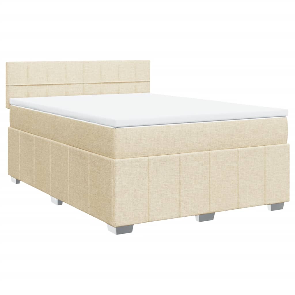 Boxspring met matras stof crèmekleurig 140x200 cm is nu te koop bij PeponiXL, paradijselijk wonen!