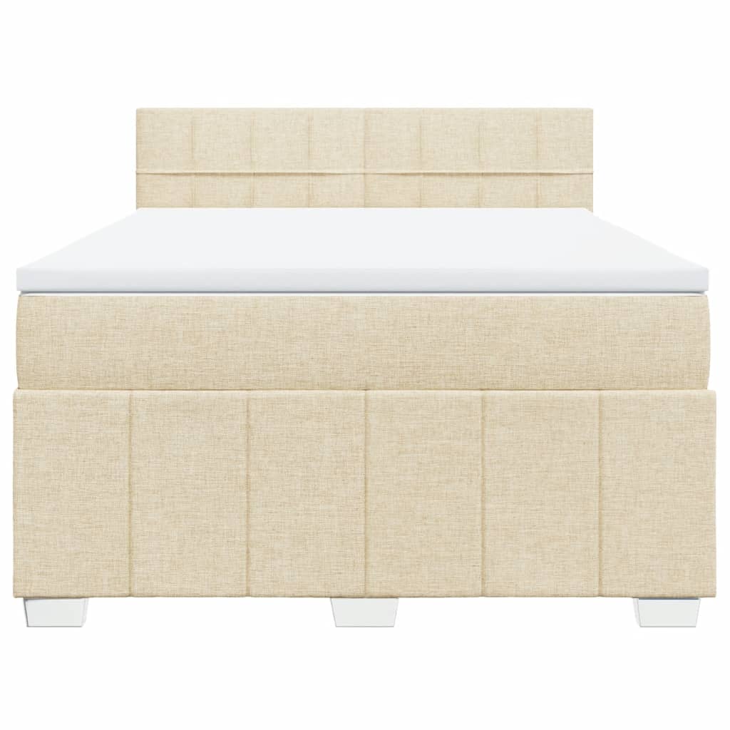 Boxspring met matras stof crèmekleurig 140x200 cm is nu te koop bij PeponiXL, paradijselijk wonen!