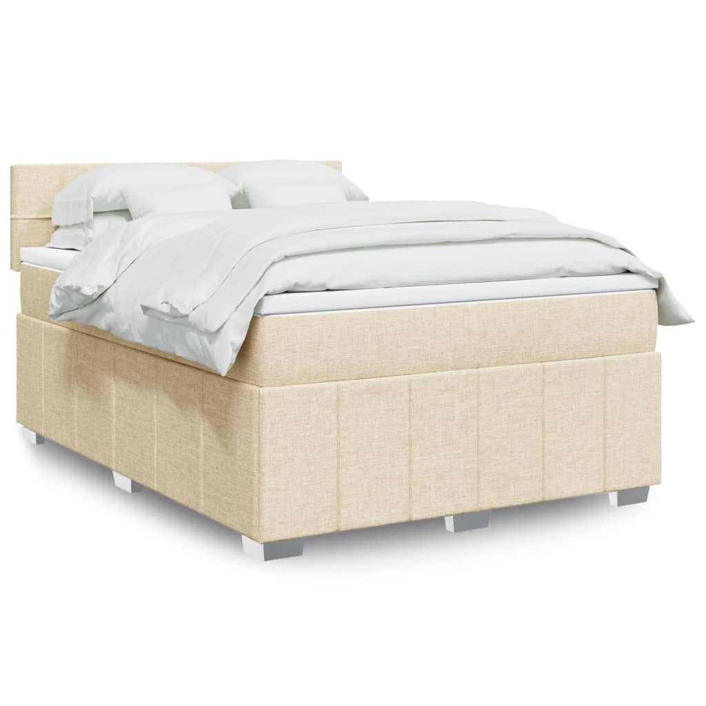 Boxspring met matras stof crèmekleurig 140x200 cm is nu te koop bij PeponiXL, paradijselijk wonen!
