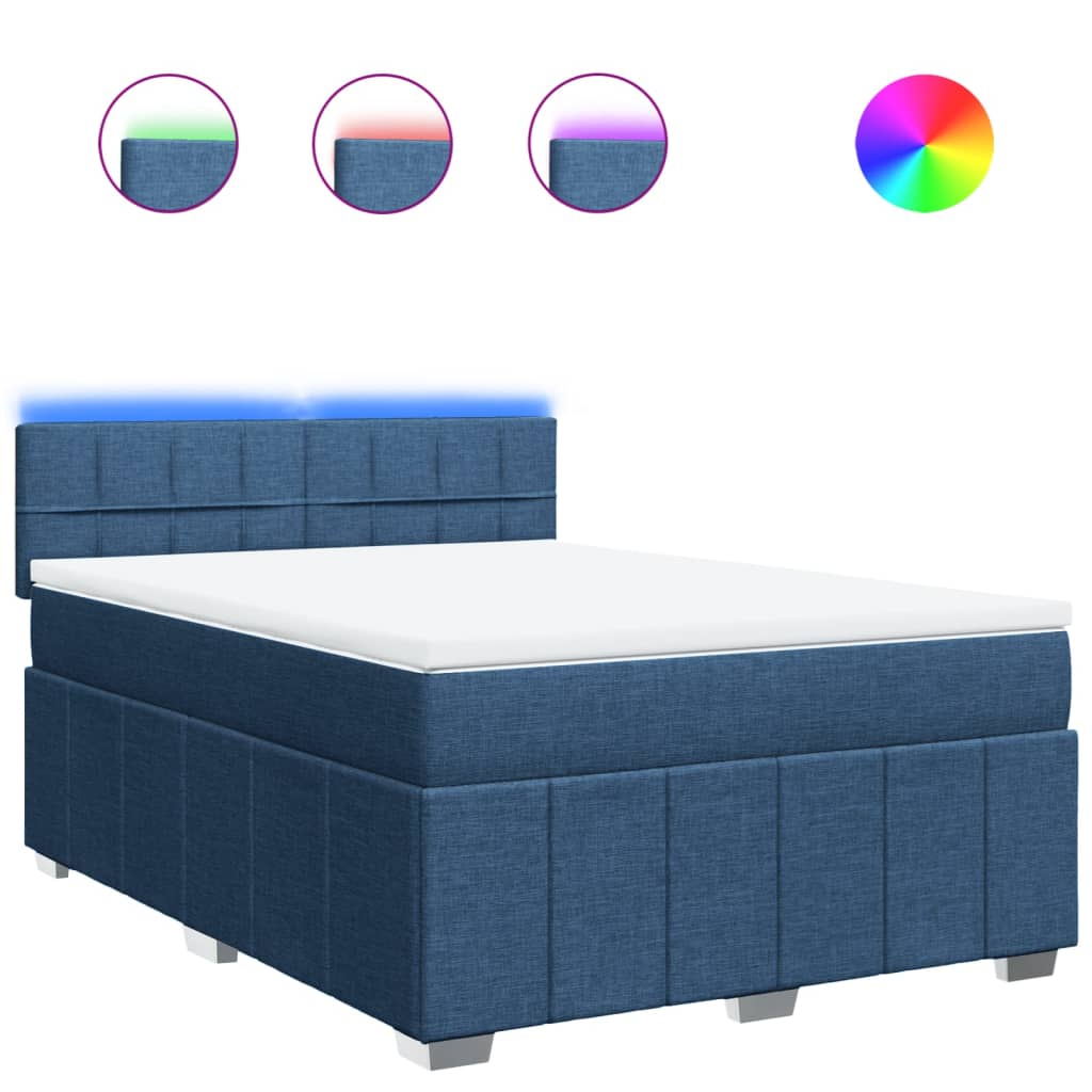 Boxspring met matras stof blauw 140x200 cm is nu te koop bij PeponiXL, paradijselijk wonen!