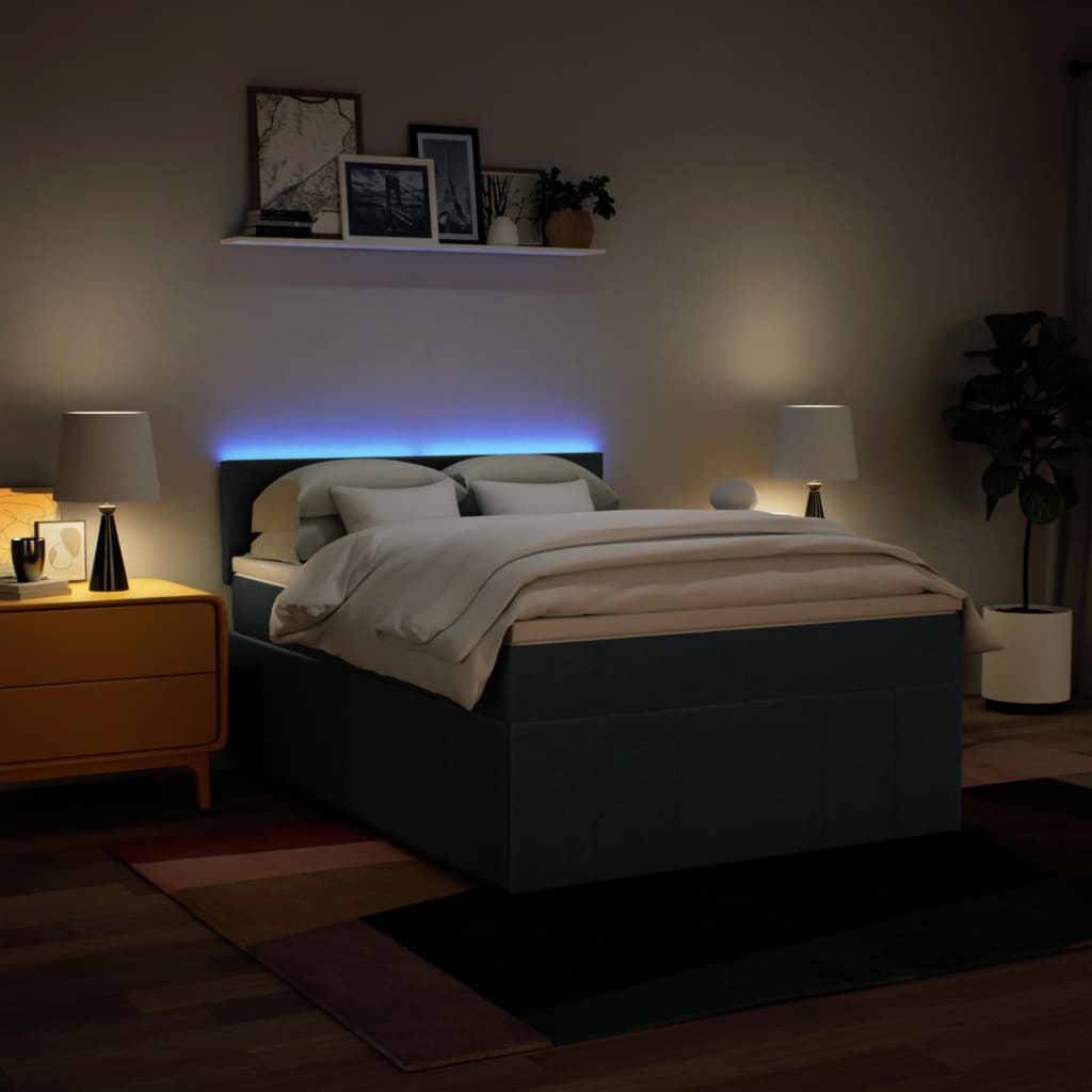 Boxspring met matras stof blauw 140x200 cm is nu te koop bij PeponiXL, paradijselijk wonen!