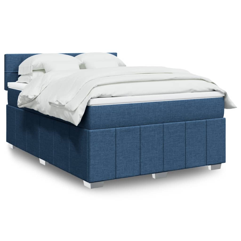Boxspring met matras stof blauw 140x200 cm is nu te koop bij PeponiXL, paradijselijk wonen!