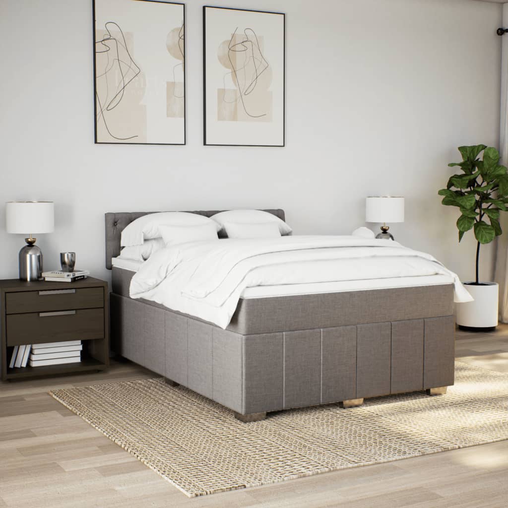 Boxspring met matras stof taupe 140x200 cm is nu te koop bij PeponiXL, paradijselijk wonen!