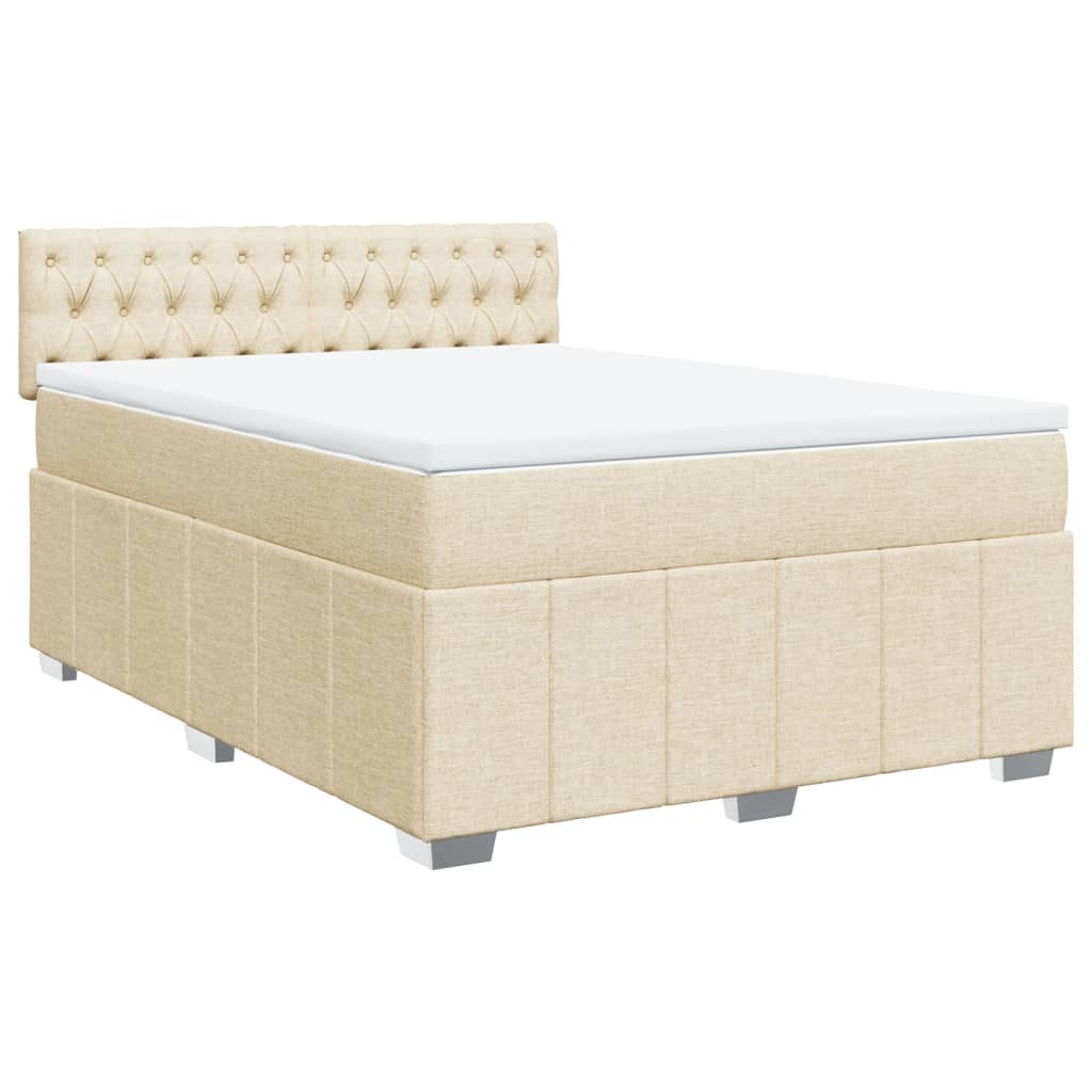 Boxspring met matras stof crèmekleurig 140x200 cm is nu te koop bij PeponiXL, paradijselijk wonen!