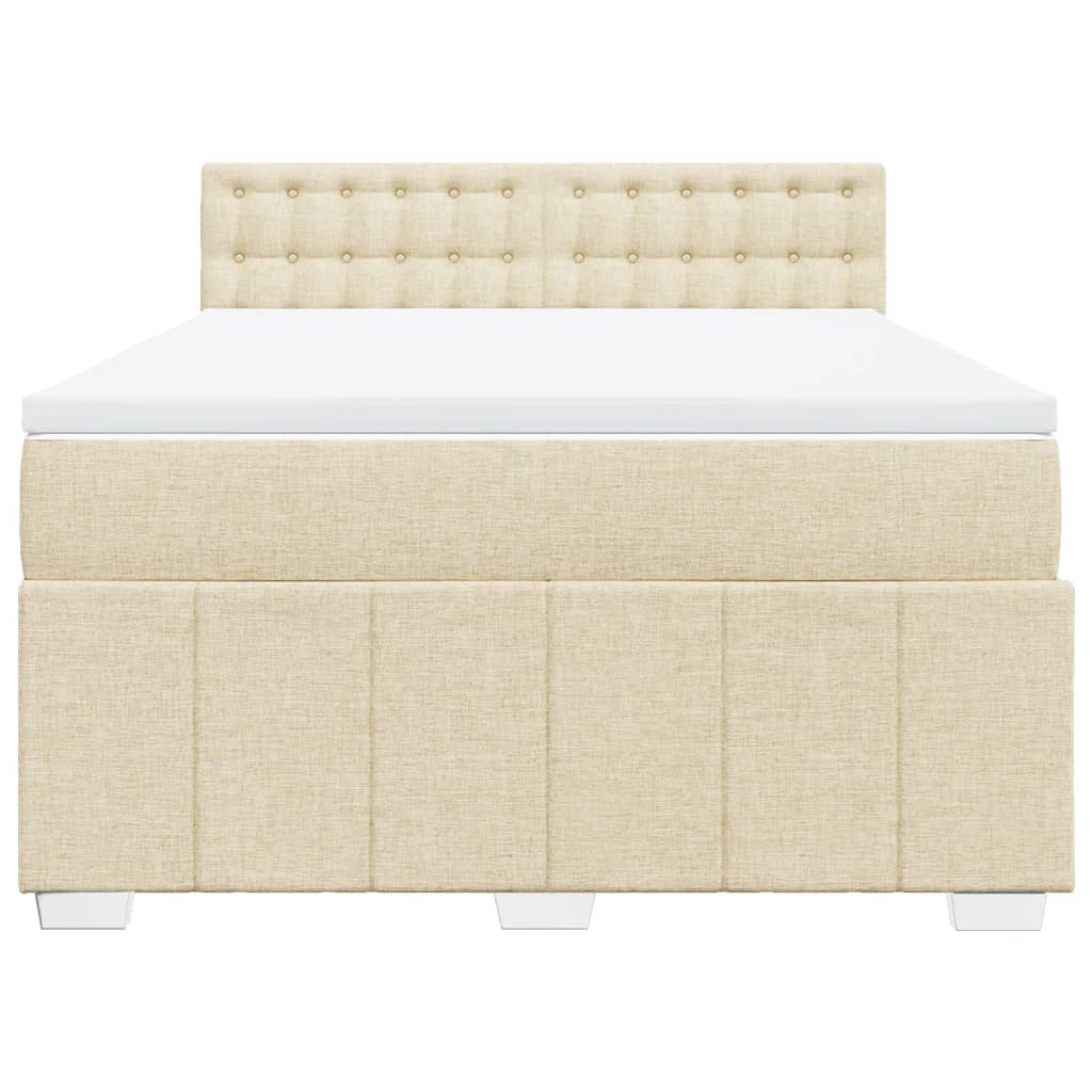 Boxspring met matras stof crèmekleurig 140x200 cm is nu te koop bij PeponiXL, paradijselijk wonen!