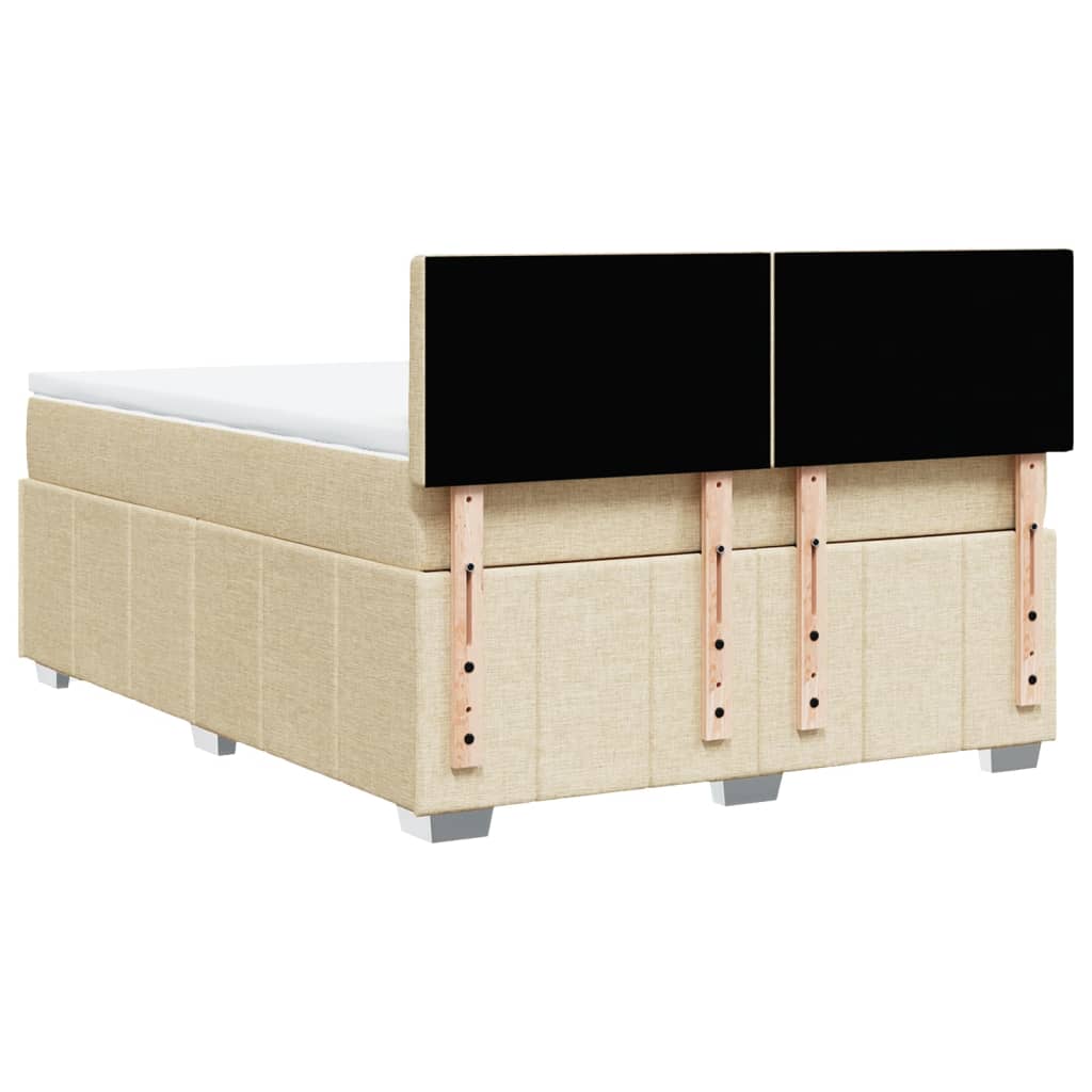 Boxspring met matras stof crèmekleurig 140x200 cm is nu te koop bij PeponiXL, paradijselijk wonen!