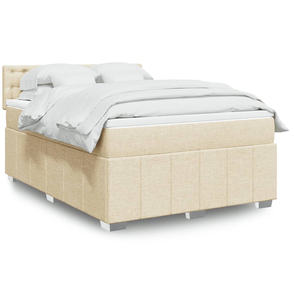 Boxspring met matras stof crèmekleurig 140x200 cm is nu te koop bij PeponiXL, paradijselijk wonen!