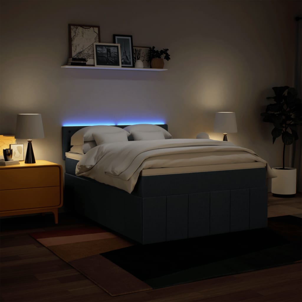 Boxspring met matras stof blauw 140x200 cm is nu te koop bij PeponiXL, paradijselijk wonen!