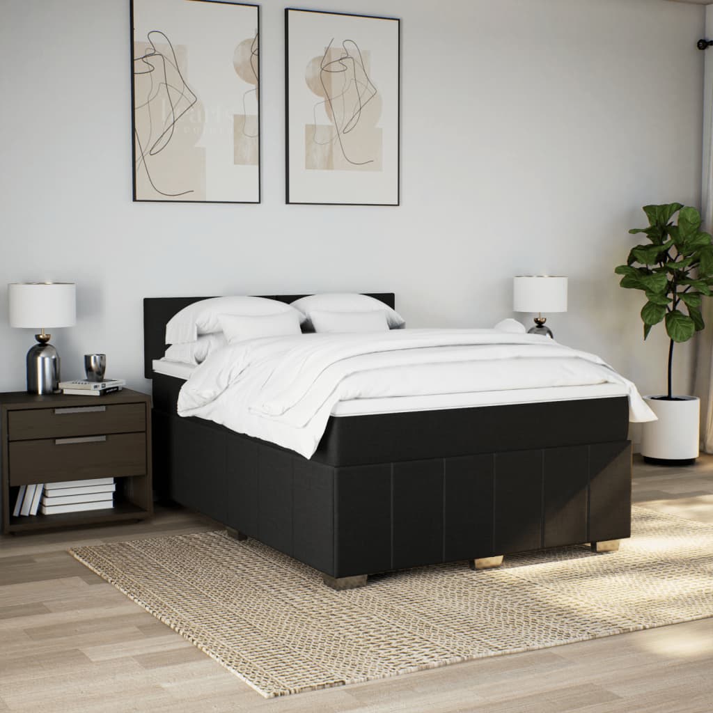 Boxspring met matras stof zwart 160x200 cm is nu te koop bij PeponiXL, paradijselijk wonen!