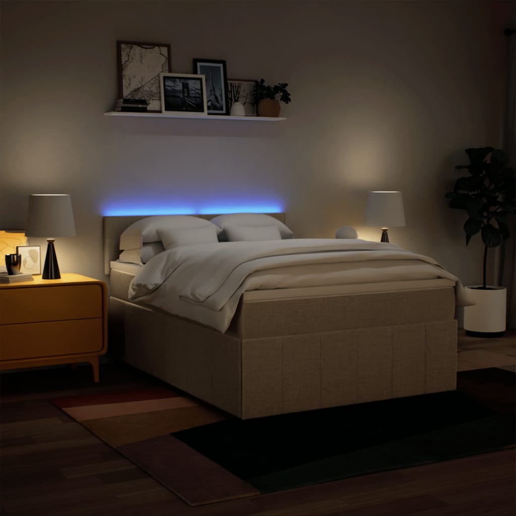 Boxspring met matras stof crèmekleurig 160x200 cm is nu te koop bij PeponiXL, paradijselijk wonen!