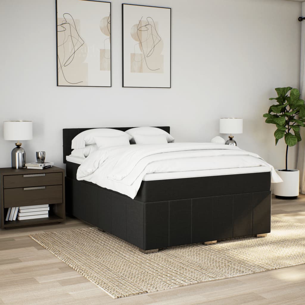 Boxspring met matras stof zwart 160x200 cm is nu te koop bij PeponiXL, paradijselijk wonen!