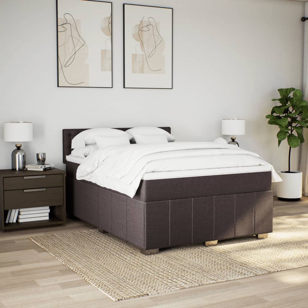 Boxspring met matras stof donkerbruin 160x200 cm is nu te koop bij PeponiXL, paradijselijk wonen!