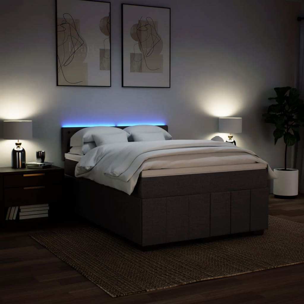 Boxspring met matras stof donkerbruin 160x200 cm is nu te koop bij PeponiXL, paradijselijk wonen!