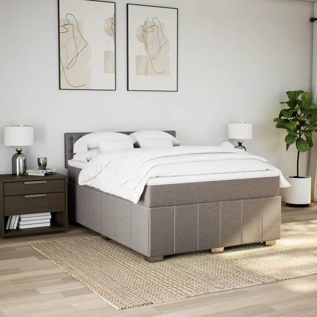Boxspring met matras stof taupe 160x200 cm is nu te koop bij PeponiXL, paradijselijk wonen!