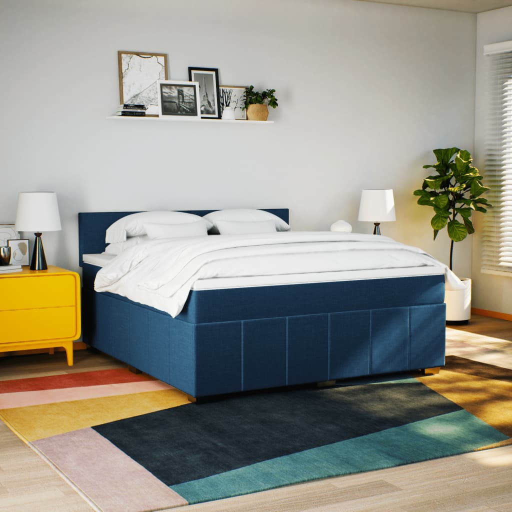 Boxspring met matras stof blauw 180x200 cm is nu te koop bij PeponiXL, paradijselijk wonen!