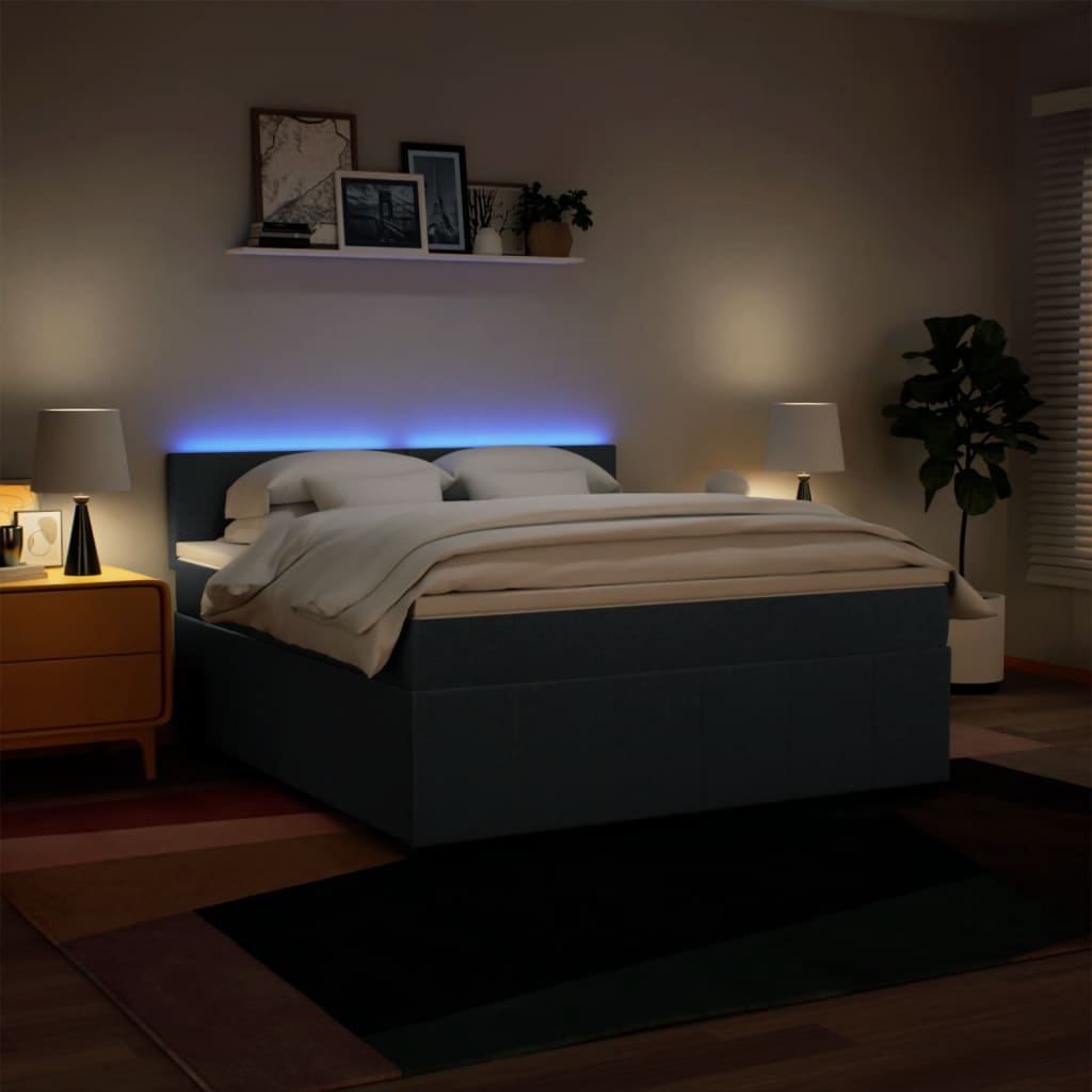 Boxspring met matras stof blauw 180x200 cm is nu te koop bij PeponiXL, paradijselijk wonen!