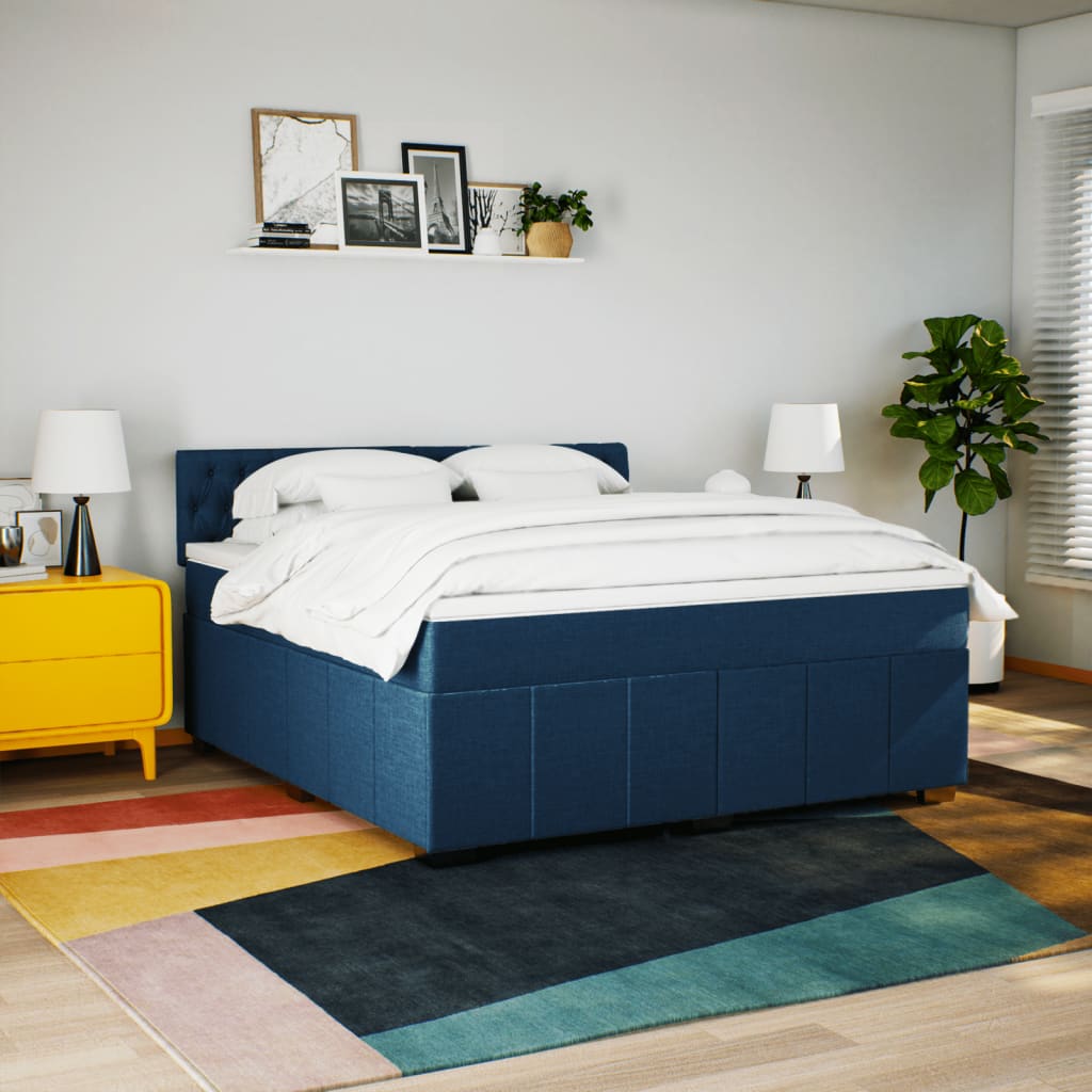 Boxspring met matras stof blauw 180x200 cm is nu te koop bij PeponiXL, paradijselijk wonen!