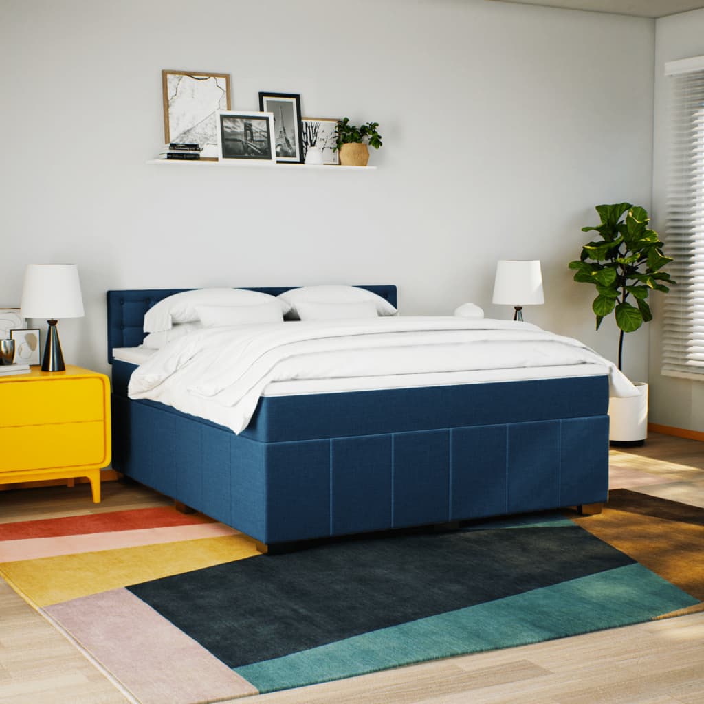Boxspring met matras stof blauw 180x200 cm is nu te koop bij PeponiXL, paradijselijk wonen!