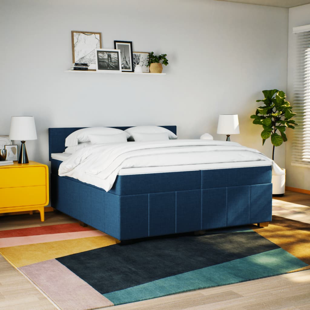 Boxspring met matras stof blauw 200x200 cm is nu te koop bij PeponiXL, paradijselijk wonen!