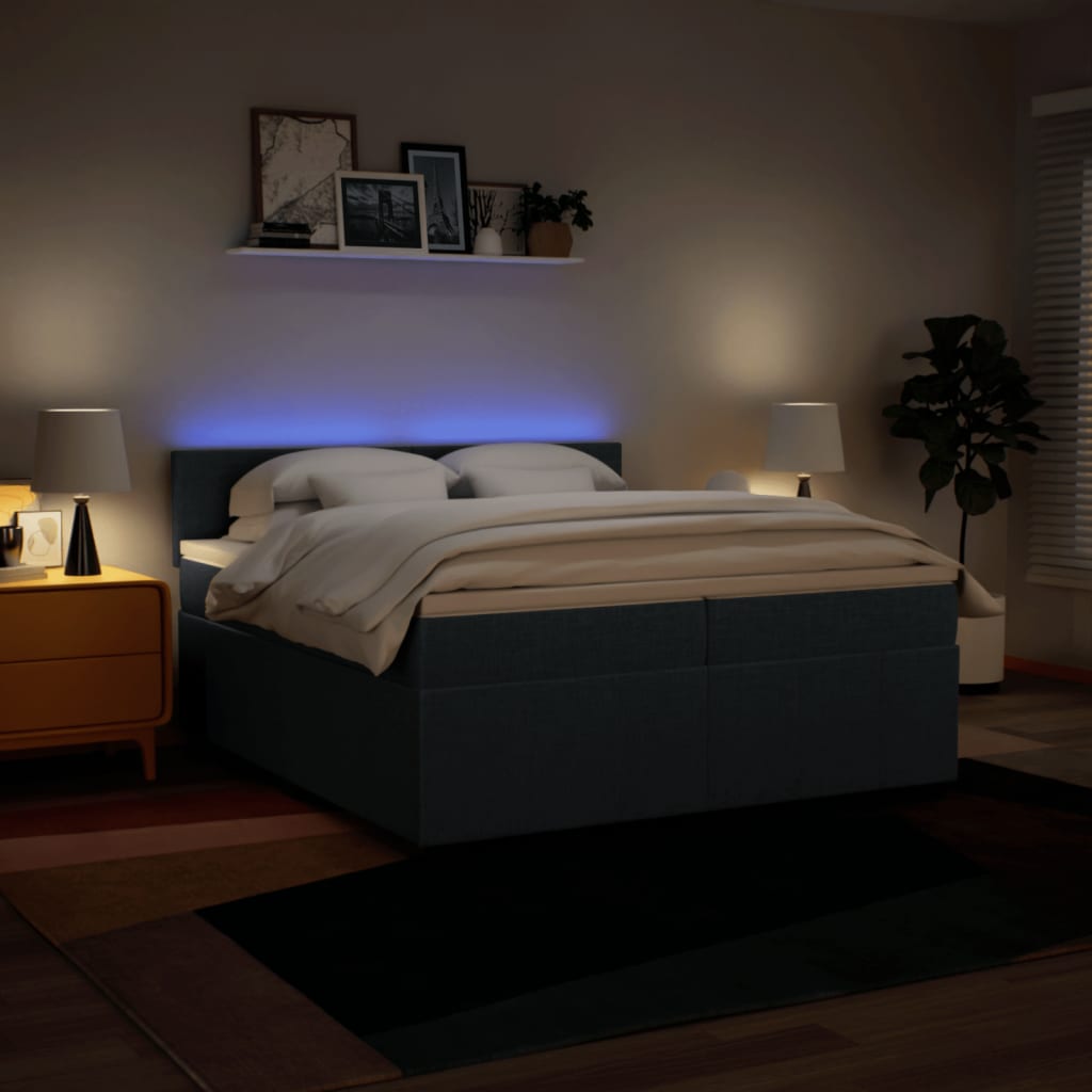 Boxspring met matras stof blauw 200x200 cm is nu te koop bij PeponiXL, paradijselijk wonen!