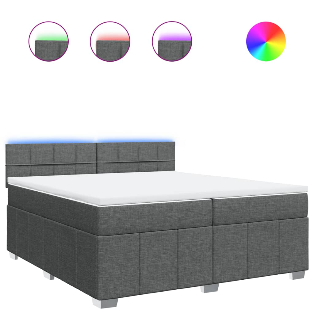 Boxspring met matras stof donkergrijs 200x200 cm is nu te koop bij PeponiXL, paradijselijk wonen!