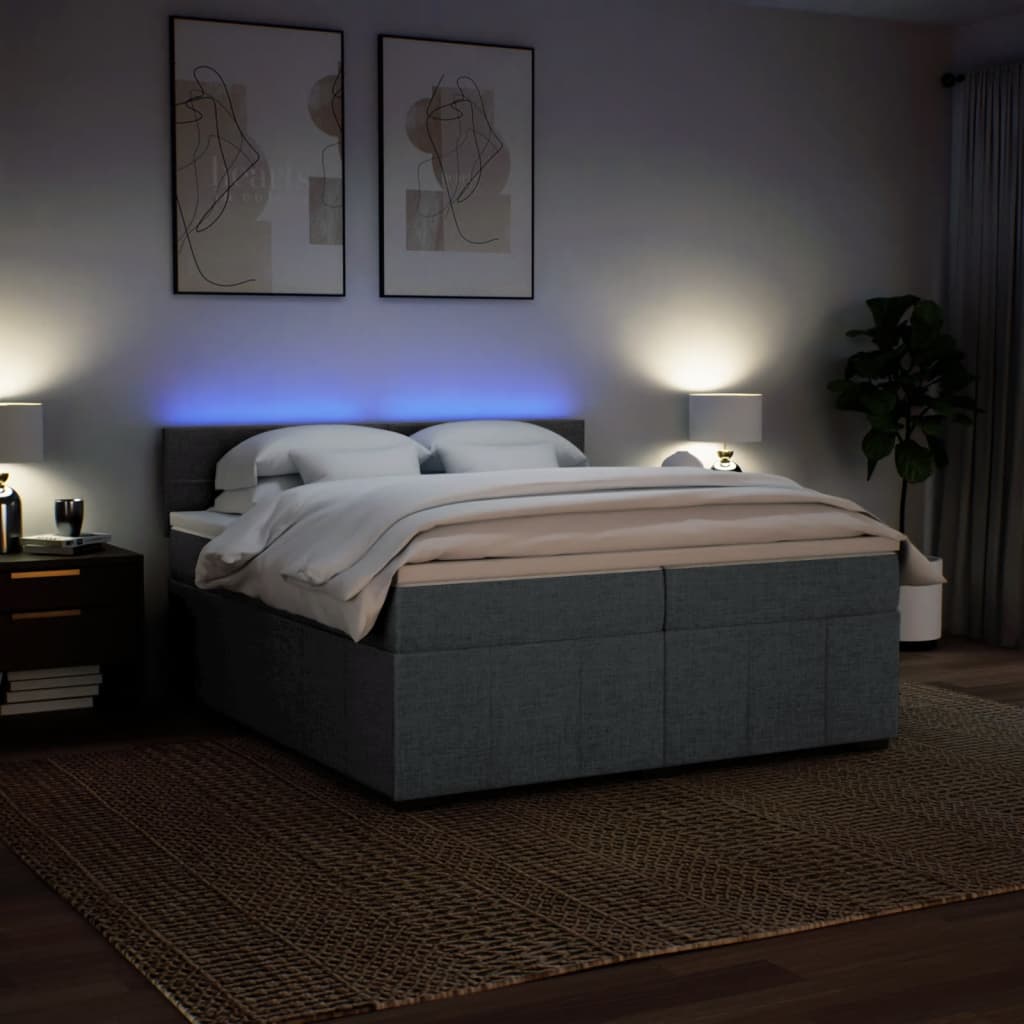 Boxspring met matras stof donkergrijs 200x200 cm is nu te koop bij PeponiXL, paradijselijk wonen!