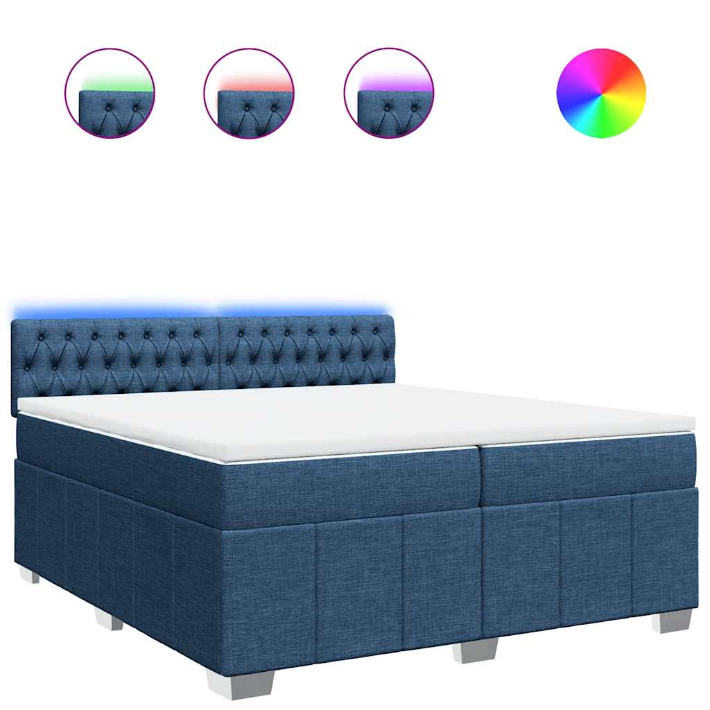 Boxspring met matras stof blauw 200x200 cm is nu te koop bij PeponiXL, paradijselijk wonen!