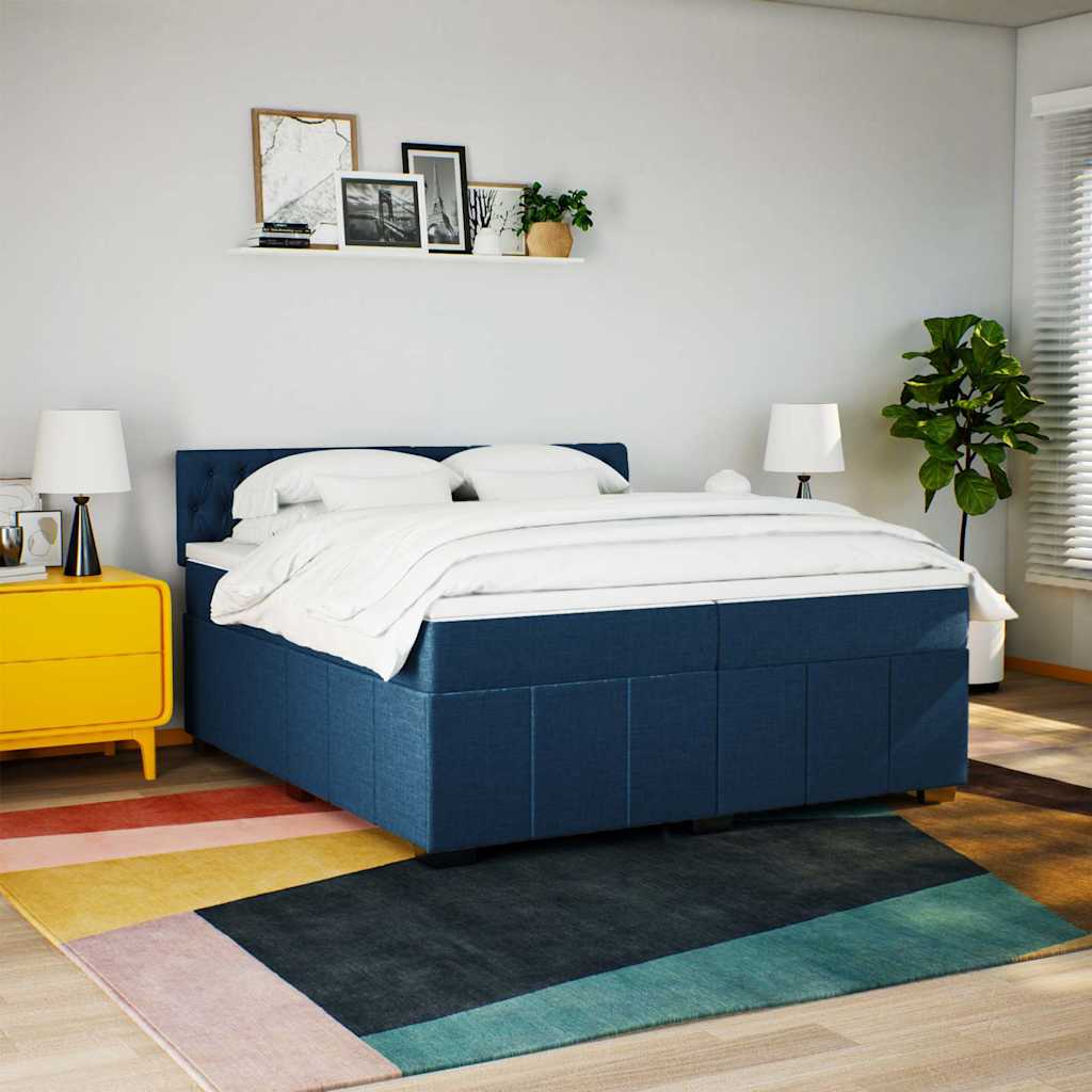 Boxspring met matras stof blauw 200x200 cm is nu te koop bij PeponiXL, paradijselijk wonen!
