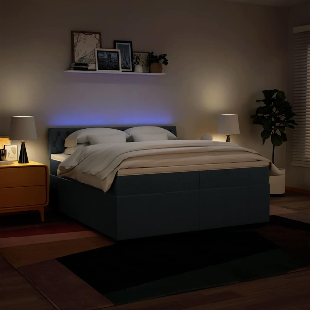 Boxspring met matras stof blauw 200x200 cm is nu te koop bij PeponiXL, paradijselijk wonen!