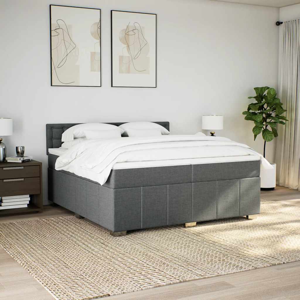 Boxspring met matras stof donkergrijs 200x200 cm is nu te koop bij PeponiXL, paradijselijk wonen!