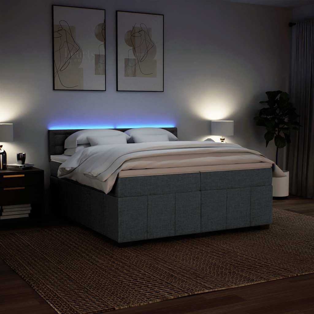 Boxspring met matras stof donkergrijs 200x200 cm is nu te koop bij PeponiXL, paradijselijk wonen!