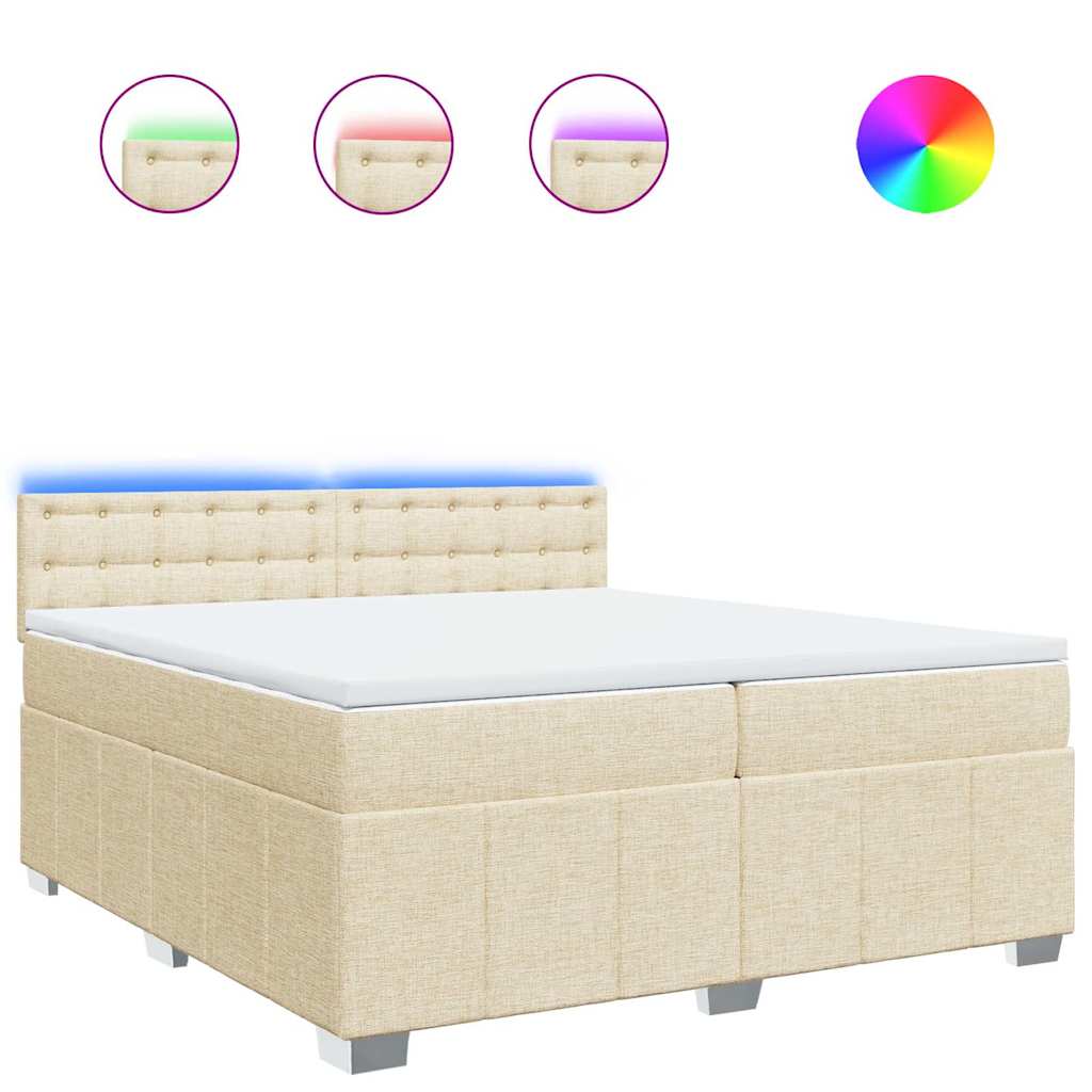 Boxspring met matras stof crèmekleurig 200x200 cm is nu te koop bij PeponiXL, paradijselijk wonen!