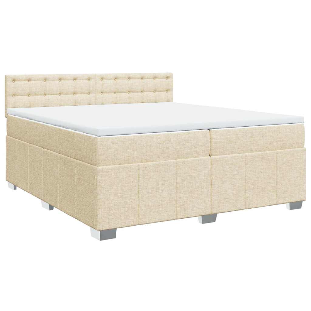 Boxspring met matras stof crèmekleurig 200x200 cm is nu te koop bij PeponiXL, paradijselijk wonen!